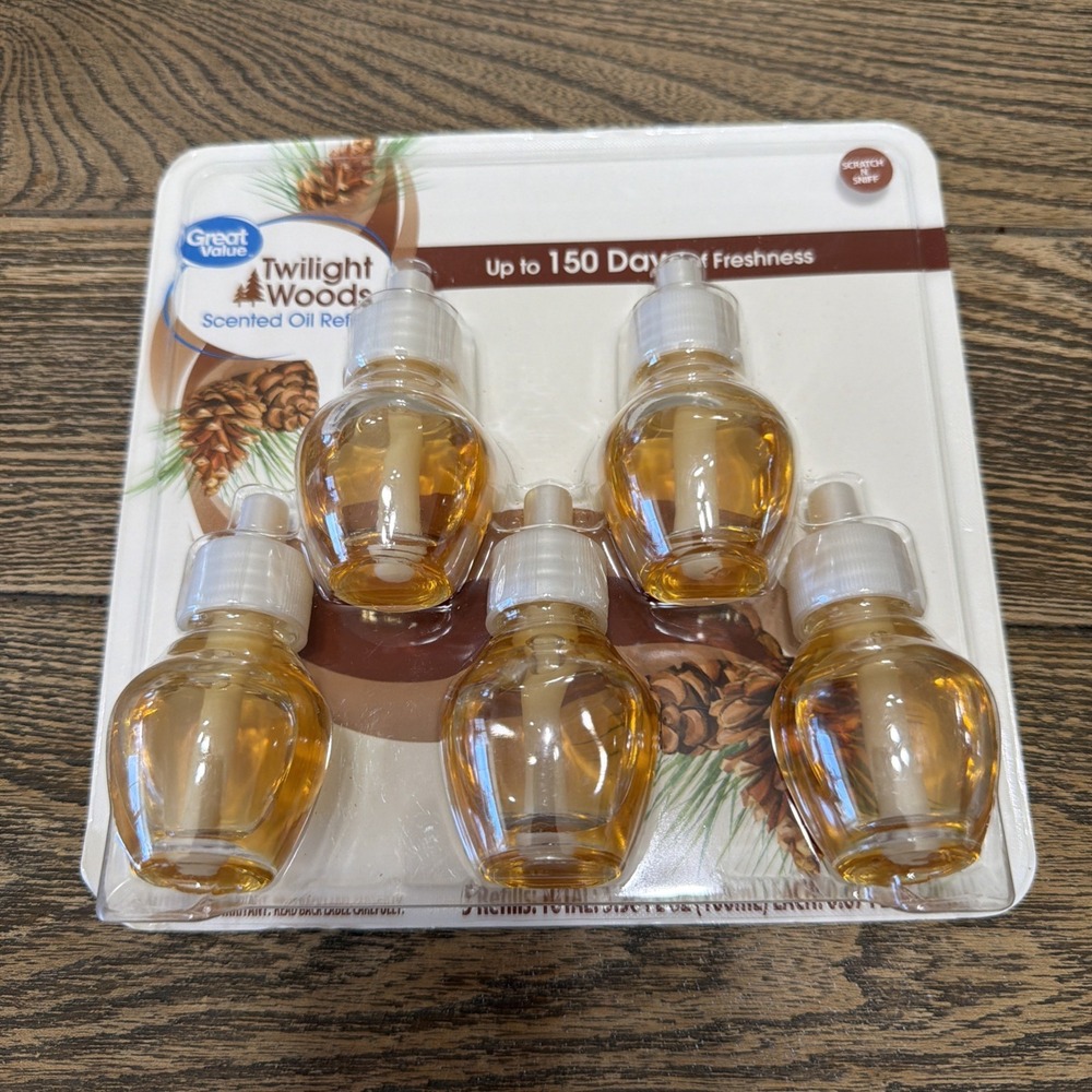 5 pack Great Value Twilight Woods Scented Oil Refills  New Sealed Fall Scent